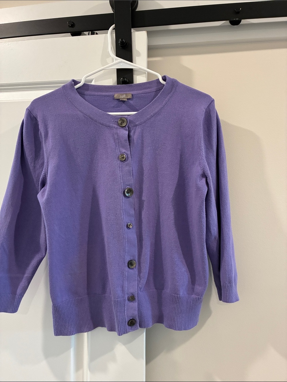 J. Jill M Lavender Button-Up Crewneck Cardigan